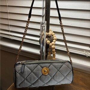 Quilted Versace Houndstooth Shoulder Bag with Gold Medallion